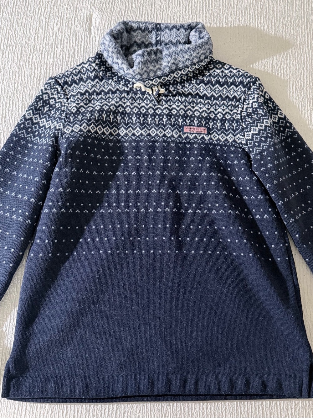 Vineyard Vines Fleece Pullover with Pink Whale Logo